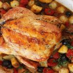 Poulet rôti aux pommes de terre et olives