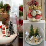 7 idées des centres de table de Noël avec des bols en verre